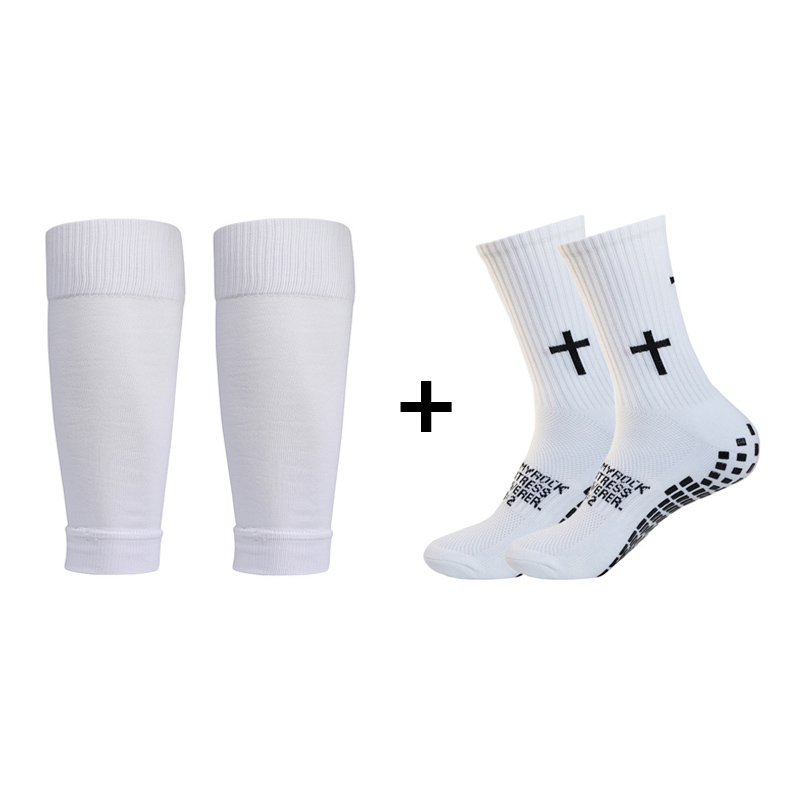 Knee Sleeve Pair - 2足セット 滑り止めサッカーソックスと膝パッド カーフスリーブ 男女兼用 アウトドアスポーツソックス 通気性バスケットボールサッカーソックス