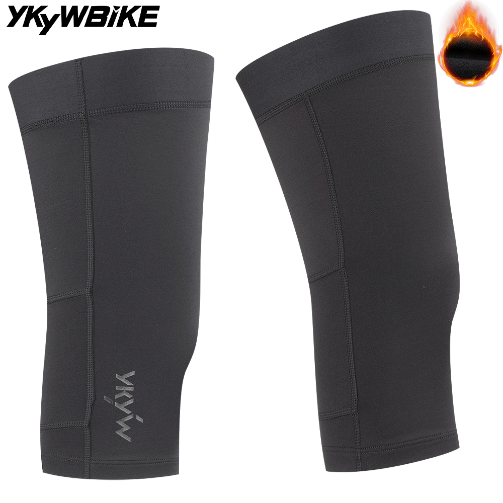 Knee Sleeve Pair - YKYWBIKE 冬用サイクリングニーウォーマー ショートレッグプロテクション コンプレッションニーカバー 自転車用サーマルフリース ロードバイクニーガード