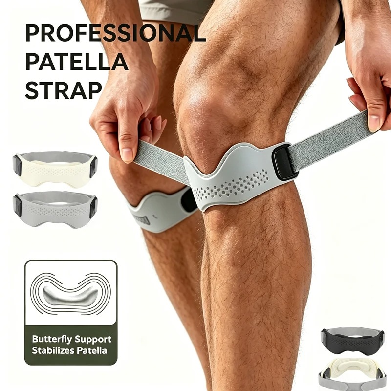 Knee Sleeve Pair - 1/2個入りシリコン製膝蓋骨腱サポートストラップ、調節可能な膝サポーターパッド、男性女性用、スポーツ、ランニング、テニス、ジャンパー膝に最適