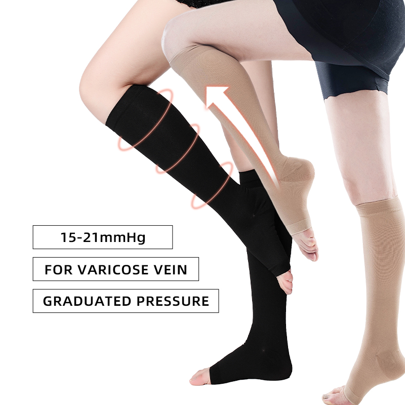 Knee Sleeve Pair - 医療用コンプレッションレッグソックス,通気性のある静脈瘤,15-21mm hg,S-5XL 2ピース/ペア