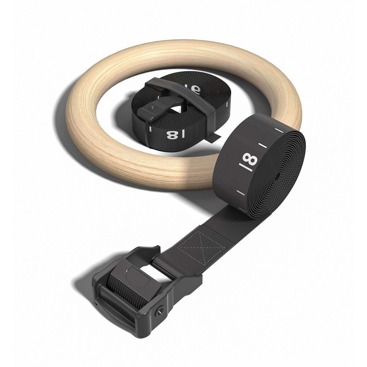 Gymnastic Ring Wood - 調節可能な木製体操リング 28mm 32mm 二重層番号付きストラップ ロック式カラビナ付き 全身運動用リング