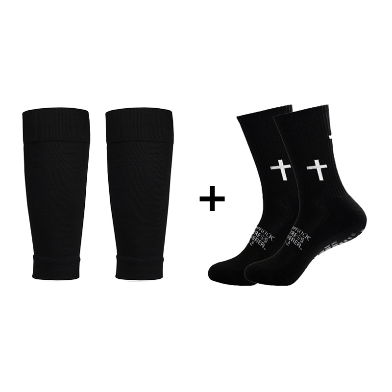 2足セット 滑り止めサッカーソックスと膝パッド カーフスリー - Knee Sleeve Pair のレビューと価格