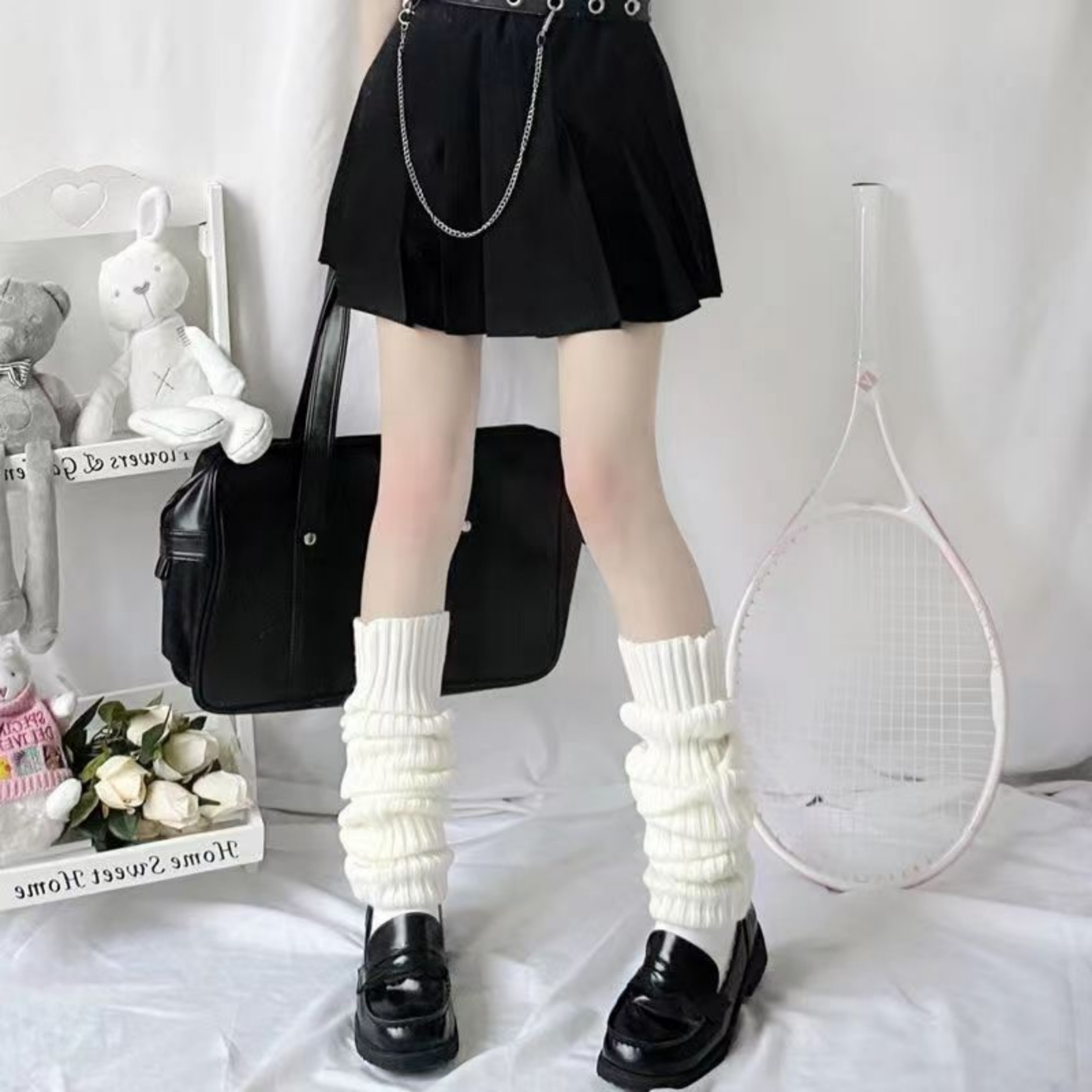 韓国スタイルのニットレッグウォーマー、Y2K原宿風靴下アクセ - Knee Sleeve Pair のレビューと価格