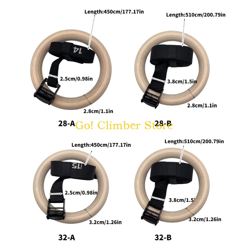 Q84C 調節可能な木製体操リング 調節可能なストラップ付き - Gymnastic Ring Wood のレビューと価格
