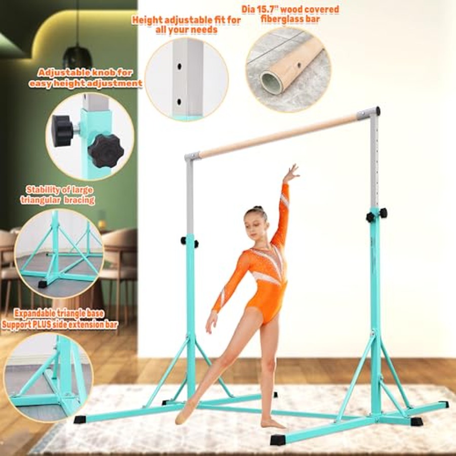 ホームジムトレーニング用体操バー、ブナ材被覆グラスファイバー - Gymnastic Ring Wood のレビューと価格