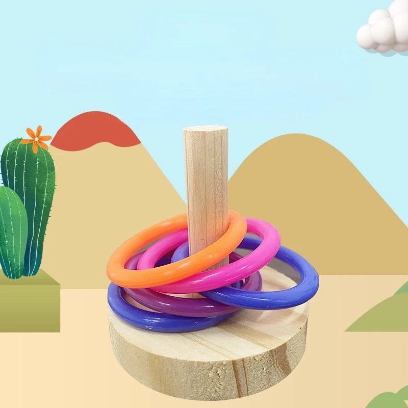 木製インタラクティブオウムリングおもちゃ教育運動刺激楽しい遊 - Gymnastic Ring Wood のレビューと価格