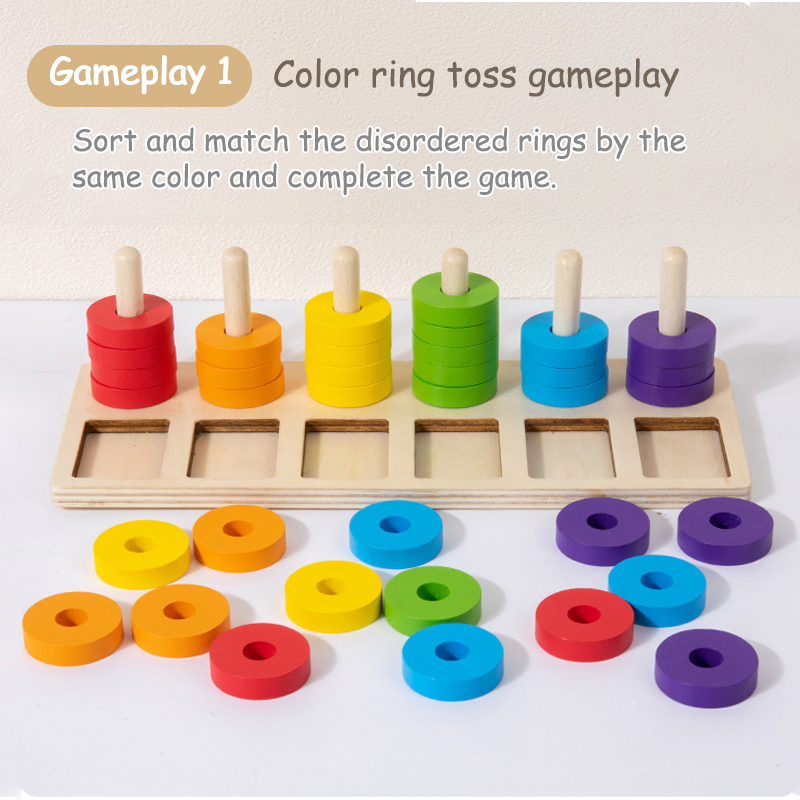 モンテッソーリ記憶力トレーニングカラーマッチングゲーム木製レ - Gymnastic Ring Wood のレビューと価格