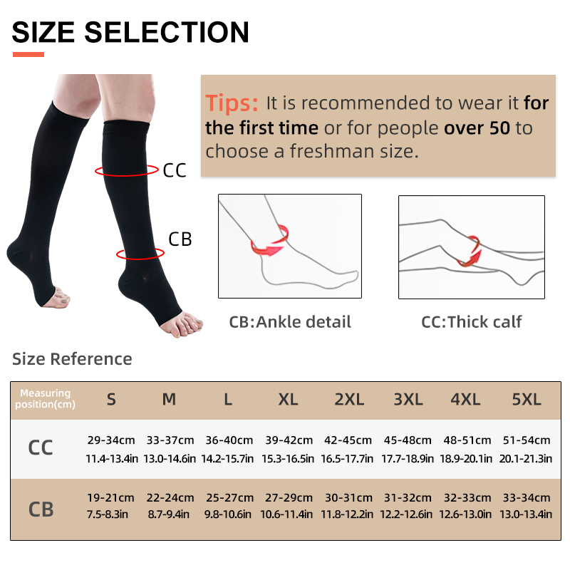 医療用コンプレッションレッグソックス,通気性のある静脈瘤,1 - Knee Sleeve Pair のレビューと価格