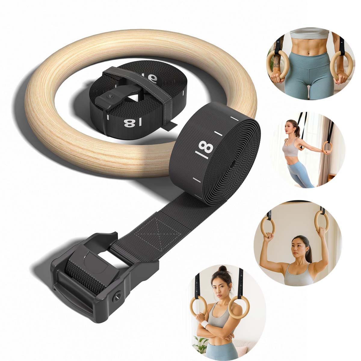 調節可能な木製体操リング 28mm 32mm 二重層番号付き - Gymnastic Ring Wood のレビューと価格